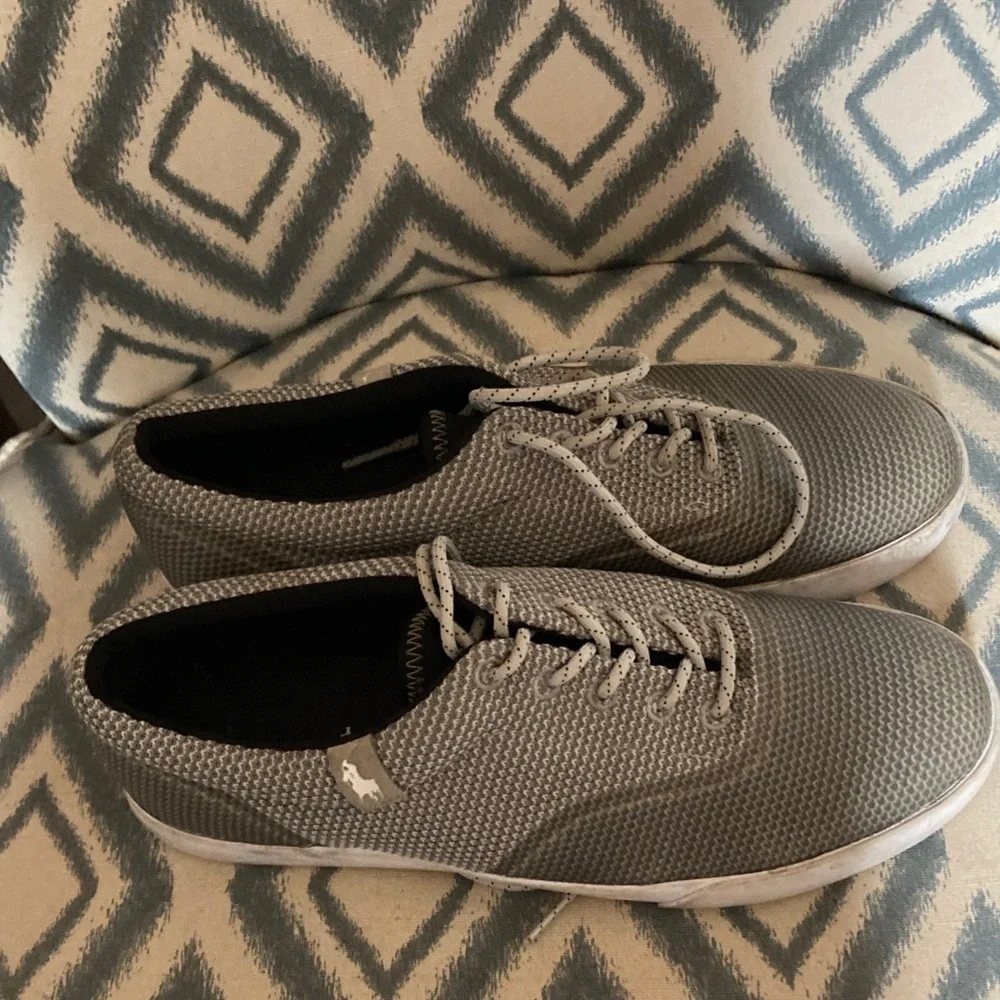 Polo Ralph Lauren Men's Grey Knit Lace-Up Casual Shoes 9.5D‎